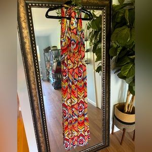bright multicolored aztec maxi dress - size M